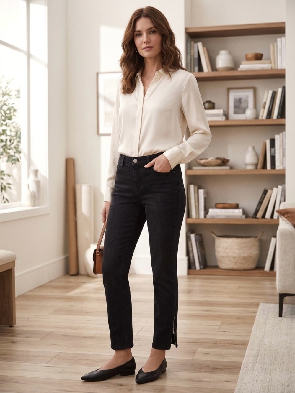 White House Black Market (WHBM) Ankle Zip Skinny Jeans – Black/Dark Wash